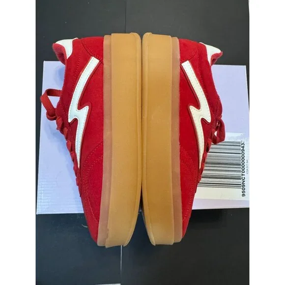 Madden Girl Shoes Womens 8 M Red Mightty Lace-up Gum Sole Low-Top Sneakers Giia - Picture 3 of 11